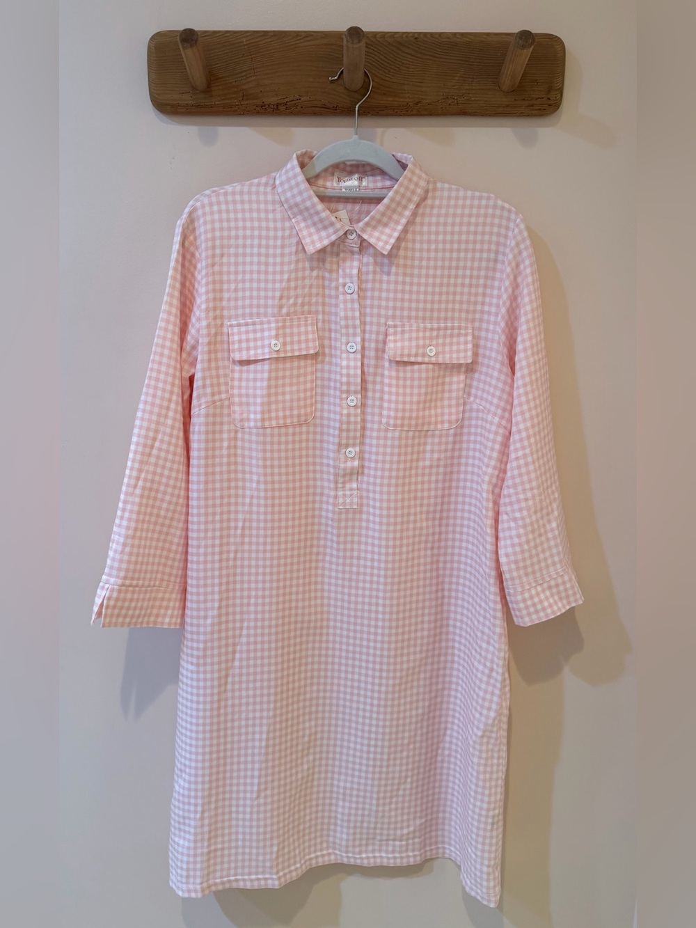 Top It Off Pink Gingham Button-Front Mini Dress with Chest Pockets - XL